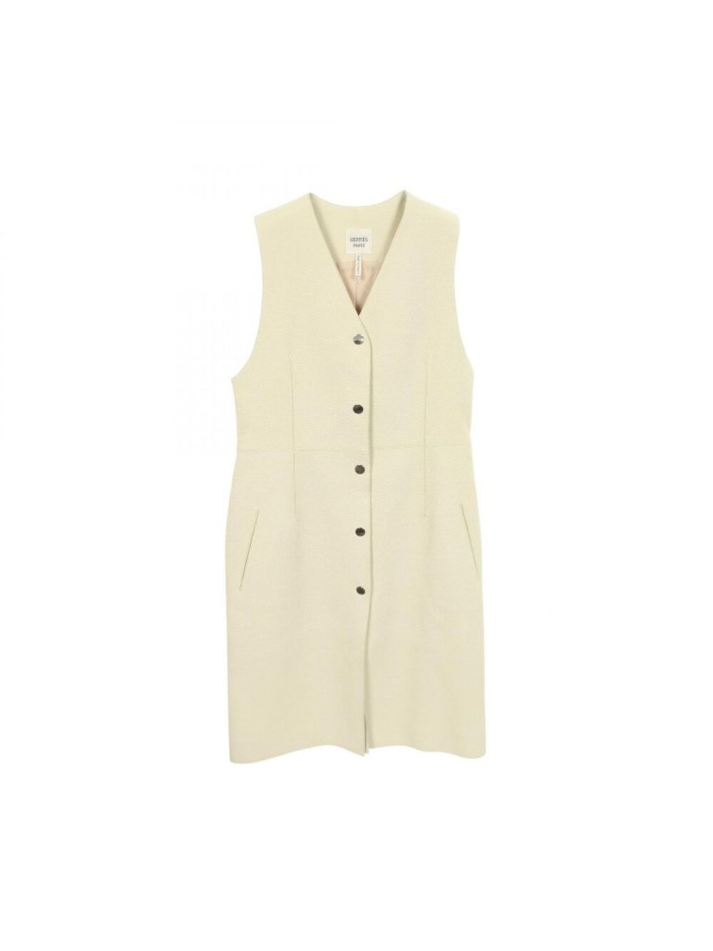 Hermes Vest Clou de Selle Series Button Gilet Ivory Leather - Picture 1 of 7